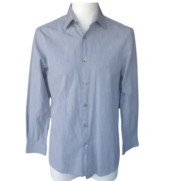 Michael Kors SZ 15 MK Slim Fit 100% Cotton Button Up Men's Grey Shirt - Picture 3 of 10